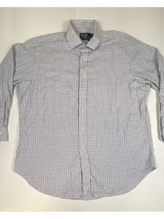 Polo Ralph Lauren Other - Polo Ralph Lauren Men 17 32/33 Blue White Plaid Regent Classic Fit Dress Shirt